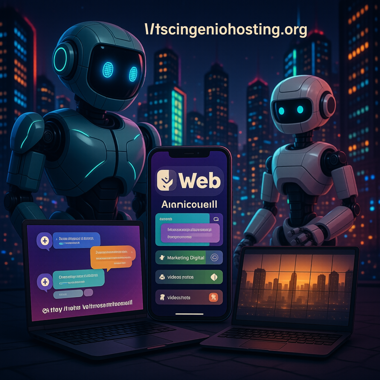 Vista conceptual de una solucion web y app para negocio digital
